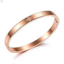 Cruz de cristal personalizado selo rosa de ouro de aço inoxidável amor pulseira